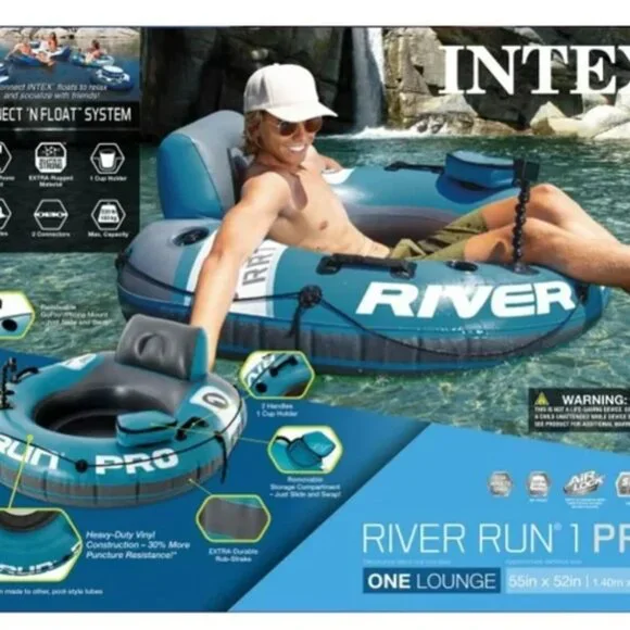 Intex River Run 1 Pro, Single Rider Inflatable Water Raft with Cup Holder - Picture 2 of 3